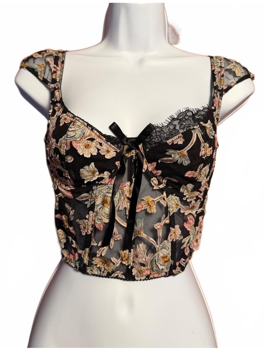 Victoria’s Secret Dream Angels Floral Lace Corset Bustier Top 32D